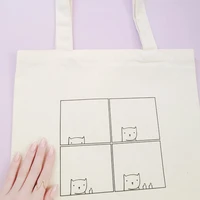 funny graphic women canvas tote bag kawaii cats print shopper bag summer handbags lady eco reusable cloth bag bolsos