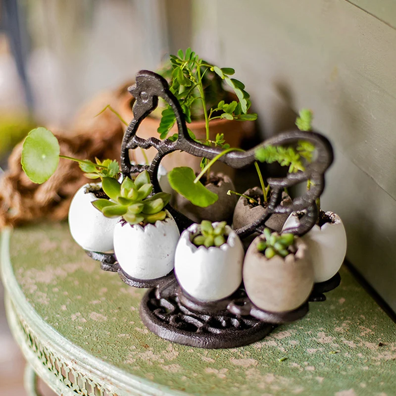 

Heavy Duty Retro Cast Iron Eggs Holder Countertop Decor Kitchen & Dining Room Organization Egg Stroage Display Rack Home Storage