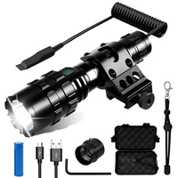 super bright tactical flashlight usb rechargeable torch waterproof hunting light with clip hunting accessories