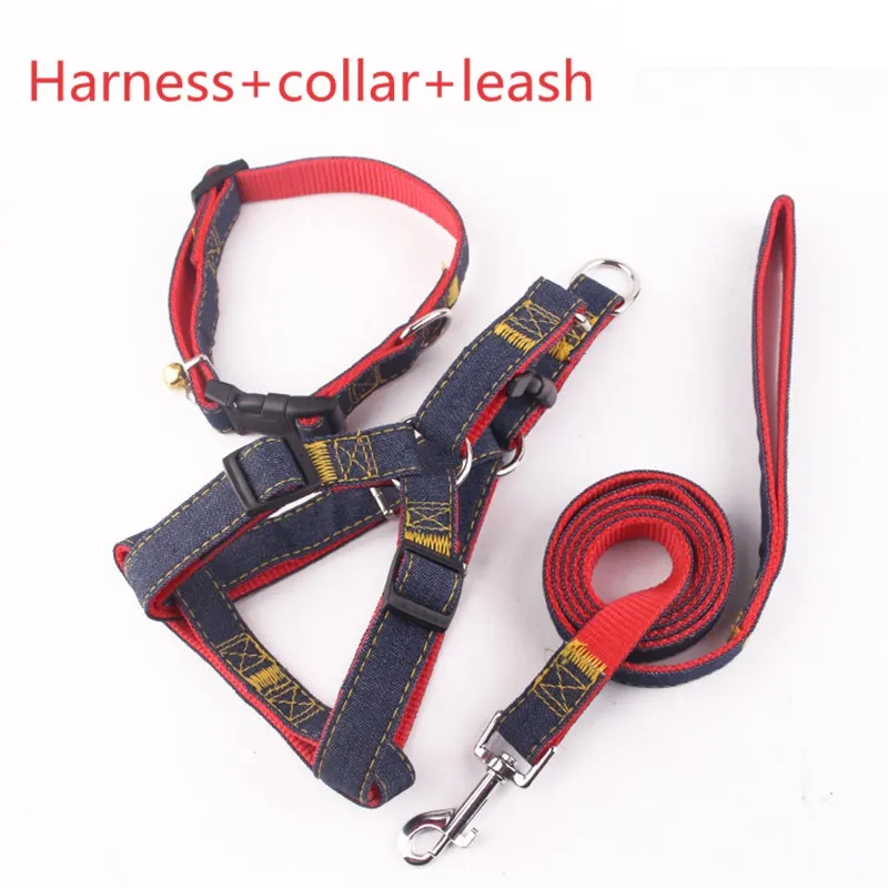 

2/3pc Cowboy Style Design Available Pull Adjustable Dog Leash Vest Classic Running Leash Strap Belt for Small/Medium Dogs Chain