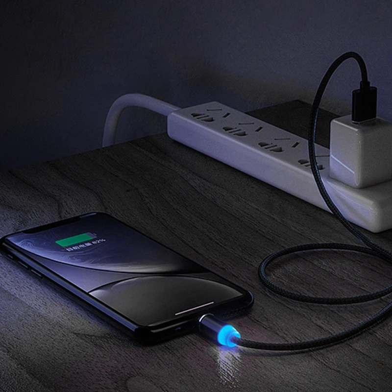 Магнитный кабель для быстрой зарядки с подсветкой iPhone типа C HuaWei Micro USB мобильный