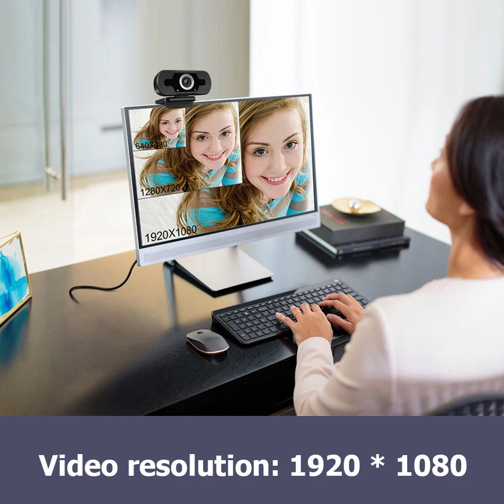 

1080P HD Webcam USB Plug-and-Play Laptop Computer Camera Clip-on PC Web Camera Auto Focus Built-in Microphone for Live Streaming