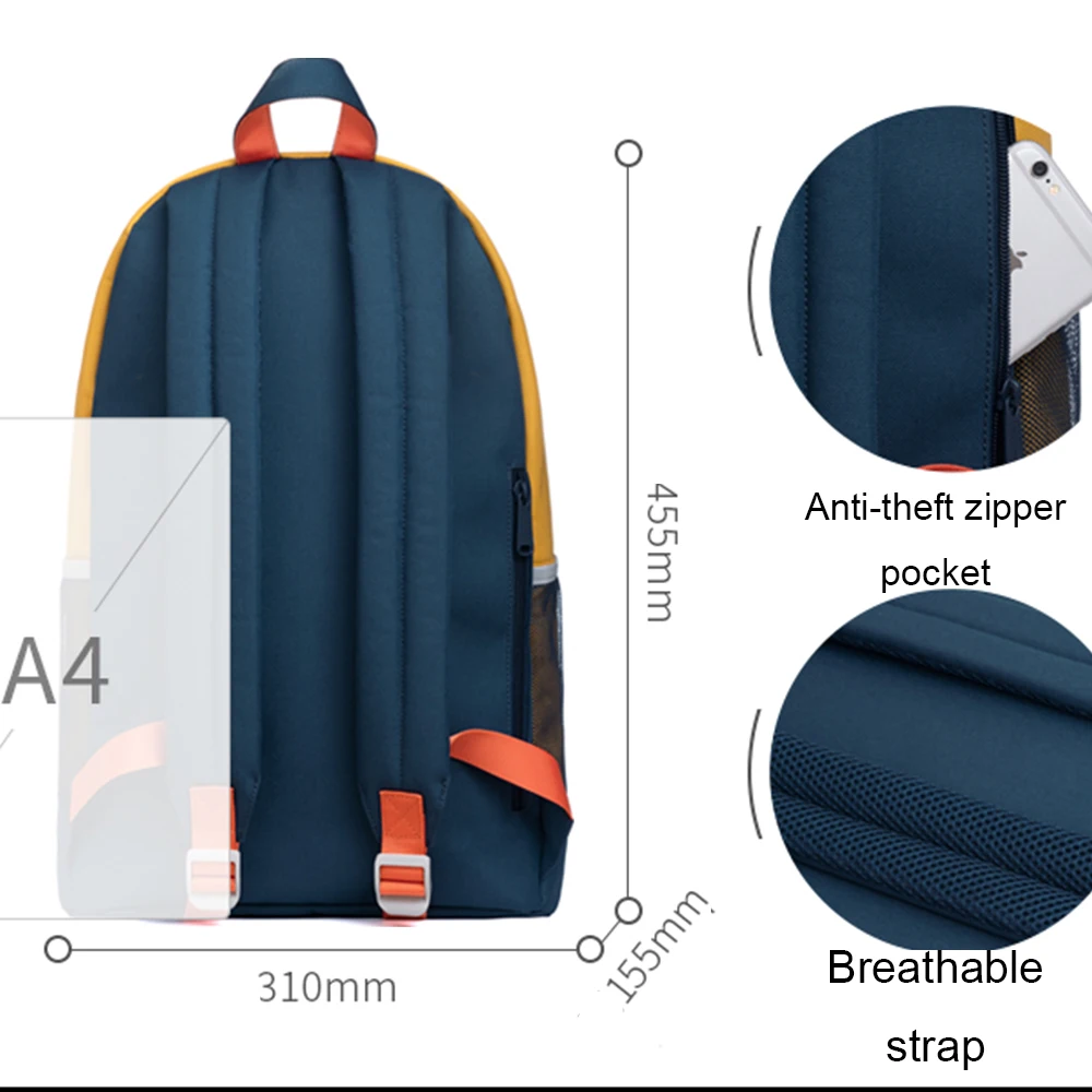 Женский водонепроницаемый тканевый рюкзак для ноутбука с емкостью мАч школьный