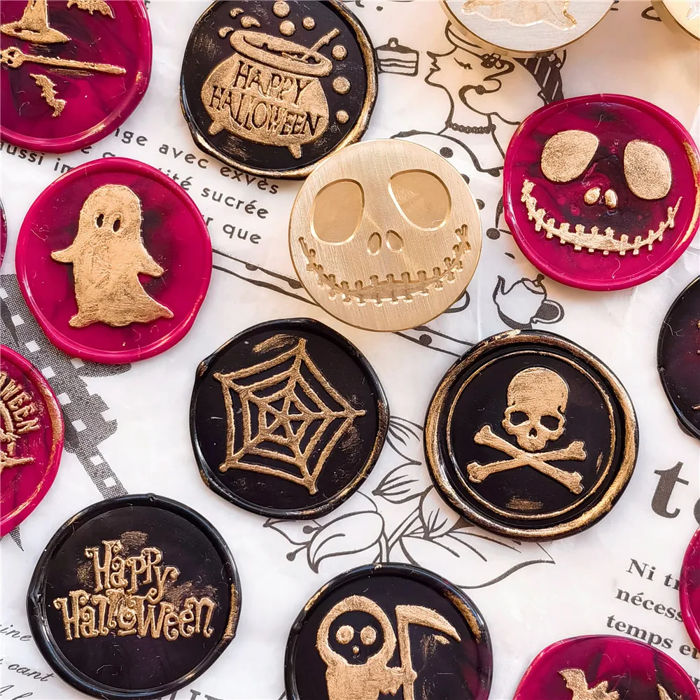 25 мм воск для Счастливого Хэллоуина Швабра метла череп летучая мышь тыква