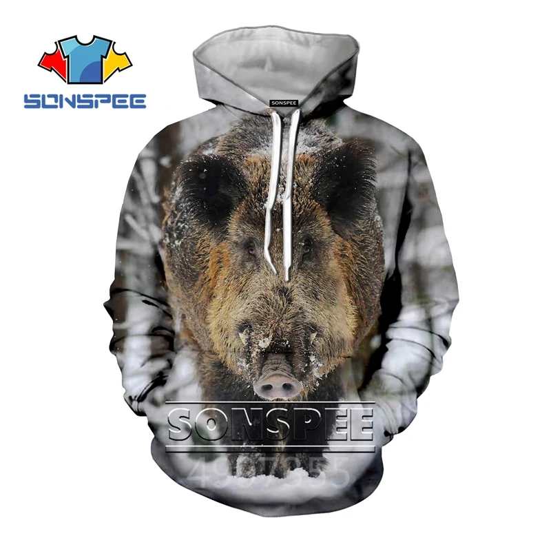 SONSPEE New Wild Boar Animal PIG 3D Print Sweatshirt Children Hoodies BOYS GIRLS teens Streetwear Hoodies Pullover kid top C130