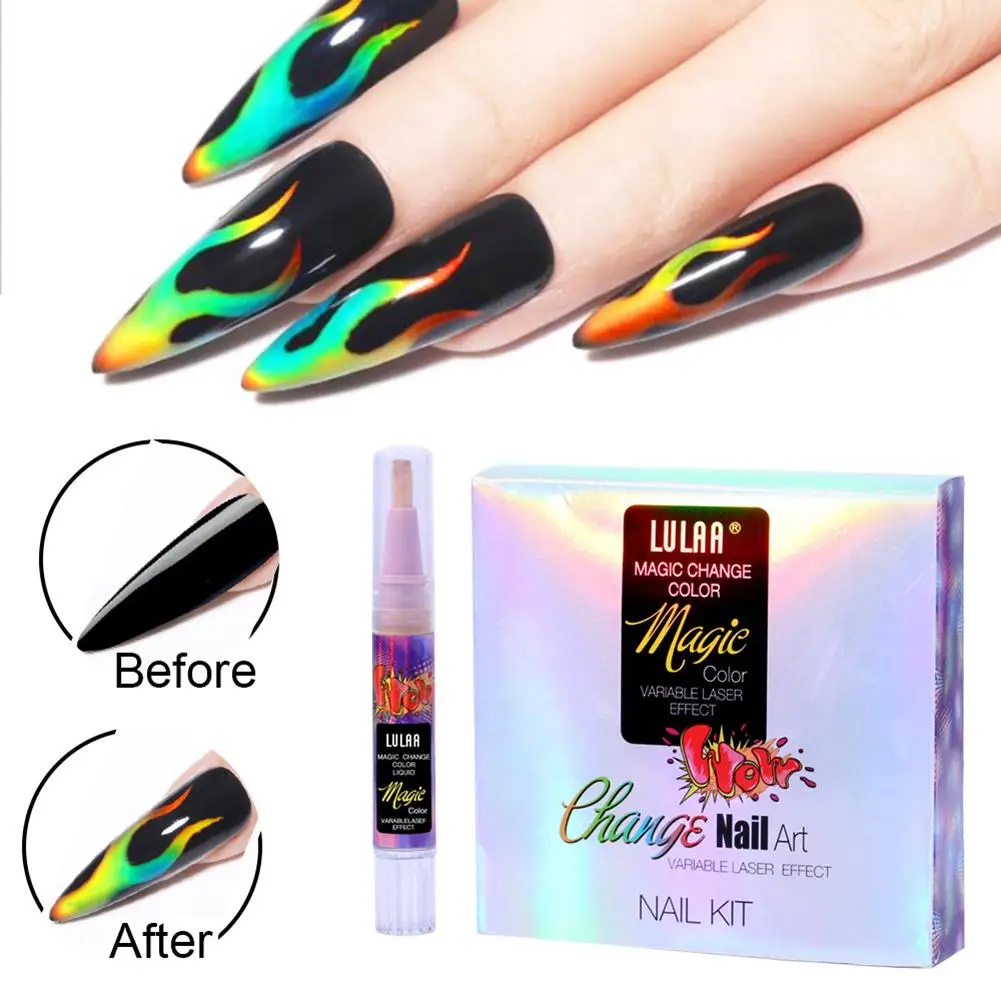 

New Thermostatic Nail Polish Soak Off Nail Art Color Changing Temperature Nail Polish Black Fluid Chameleon Fluid Set