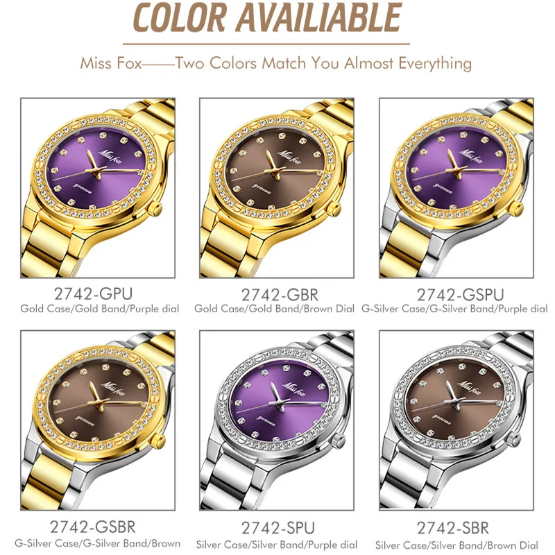 

MISSFOX Elegant Woman Watch Luxury Brand Female Wristwatch Japan Movt 30M Waterproof Gold Expensive Analog Geneva Quartz Watch