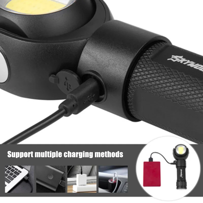 

High 360 Degree Rotating Magnet LED USB Chargeable Flashlight Torch Work Light for Outdoor Lighting UEJ