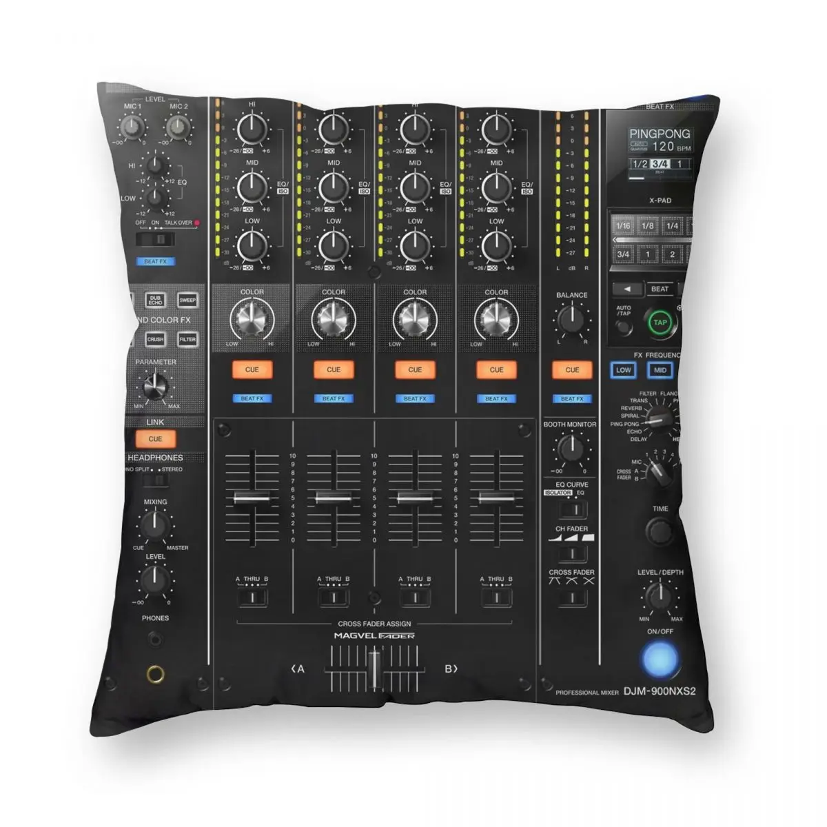 

DJ Mixer NXS2 Square Pillowcase Polyester Linen Velvet Printed Zip Decorative Pillow Case Home Cushion Cover 18"
