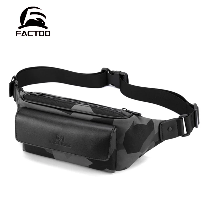 

FACTOO Men's Waterproof Waist Packs New Unisex Fashion PU Hasp Chest Pack Outdoor Shoulder Bag Multifunction Light Mini Belt Bag