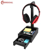missgoal 2 in 1 headphone stand storage box removable anti slip earphone bracket abs durable headset hanger for home office