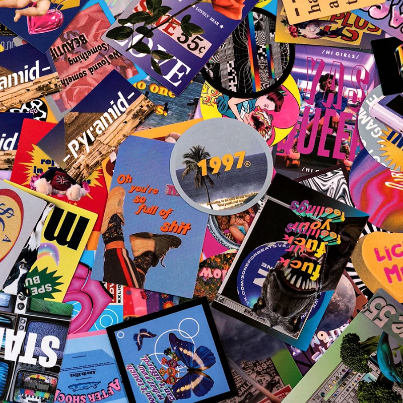 

45 Pcs Vintage Vaporwave Color Scrapbooking Decorative Stickers Korean DIY Diary Album Phone IPad Stick Label Kawaii Stationery