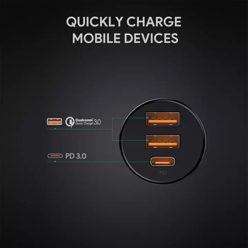 Aukey CC-Y16 USB C PD автомобильное зарядное устройство Quick Charge 3 0 Быстрая зарядка