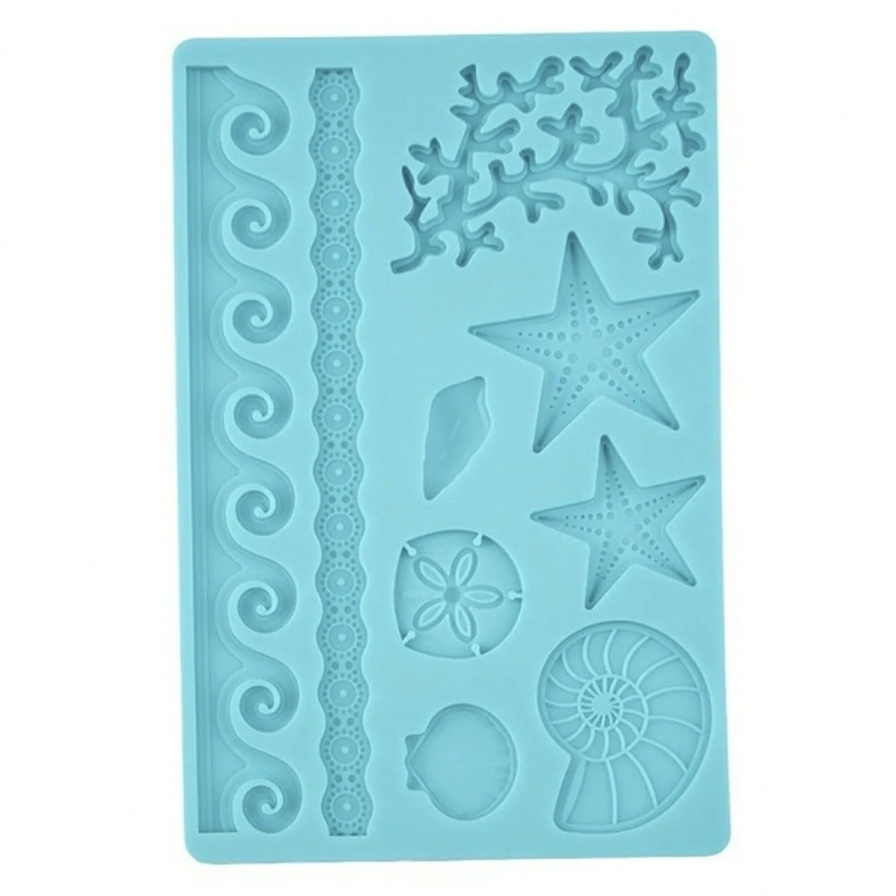 

Starfish Conch Fondant Mould Cake Embossing Seashell Wave Star Silicone Molds [3]