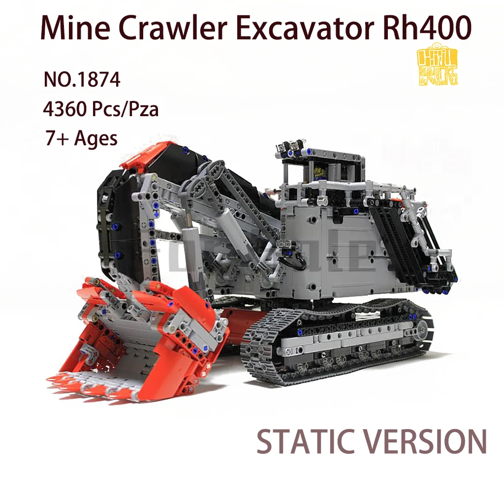Строительные блоки Moc 1874, гусеничный экскаватор Rh400, пульт дистанционного управления с PDF-рисунком, строительные блоки LEGOI, модель кирпича, подарок на день рождения и Рождество Строительные блоки Moc 1874, гусеничный экскаватор Rh400, пульт дистанционного управления с PDF-рисунком, строительные блоки LEGOI, модель кирпича, подарок на день рождения и Рождество