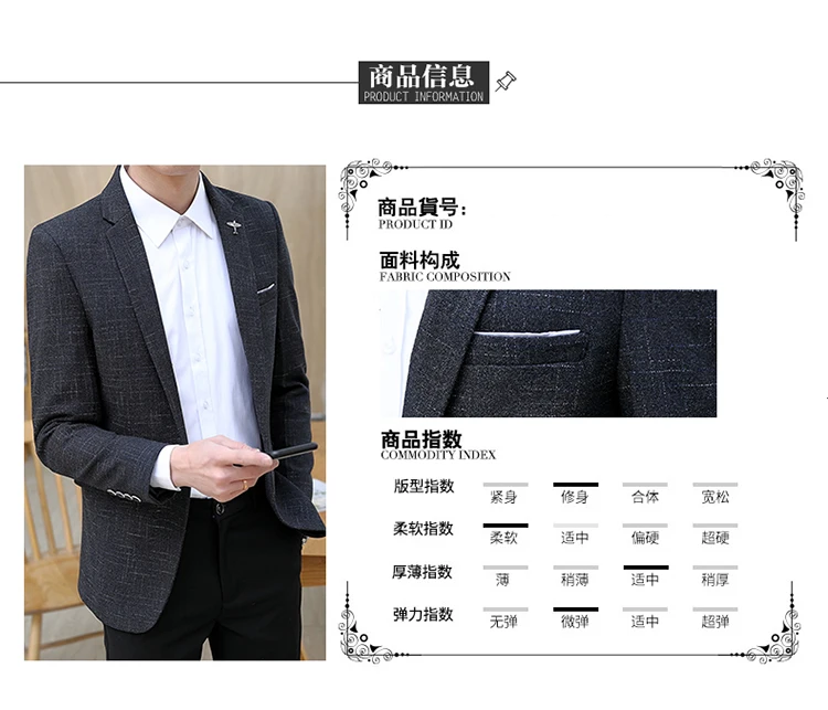 

Handsome Formal Men Blazer Casual Business Black Slim Fit Blazers Men Suits Striped Mens Blazer Jacket Men's Clothing