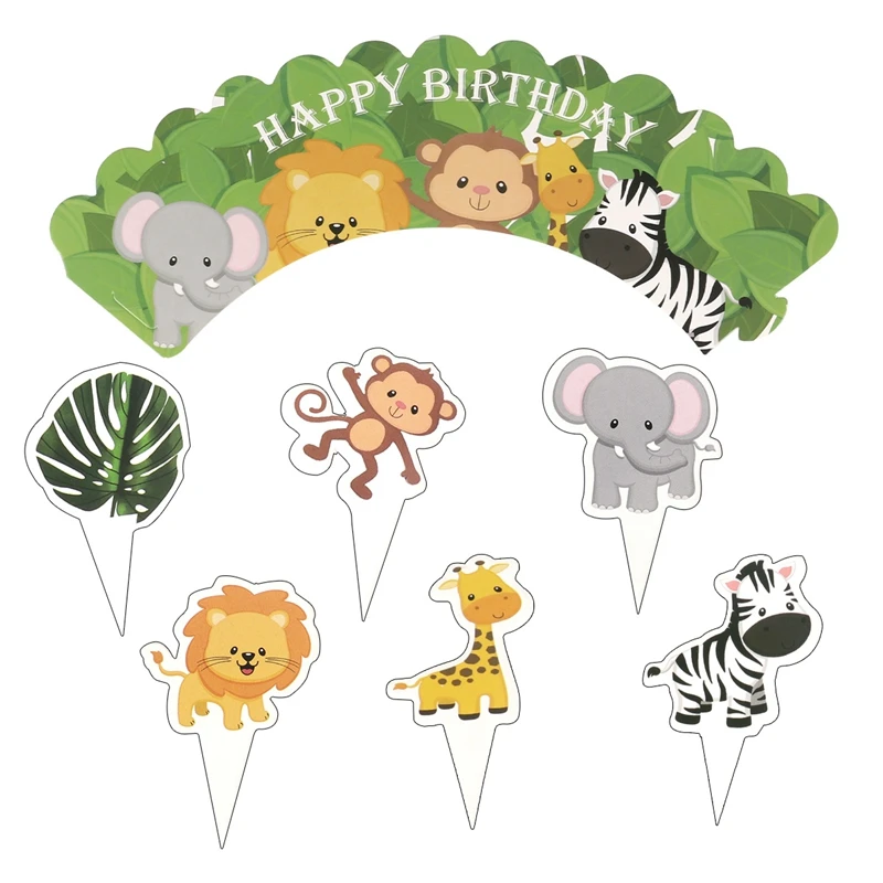 Топпер для торта с изображением животных из мультфильма слона обезьяны | Дом и