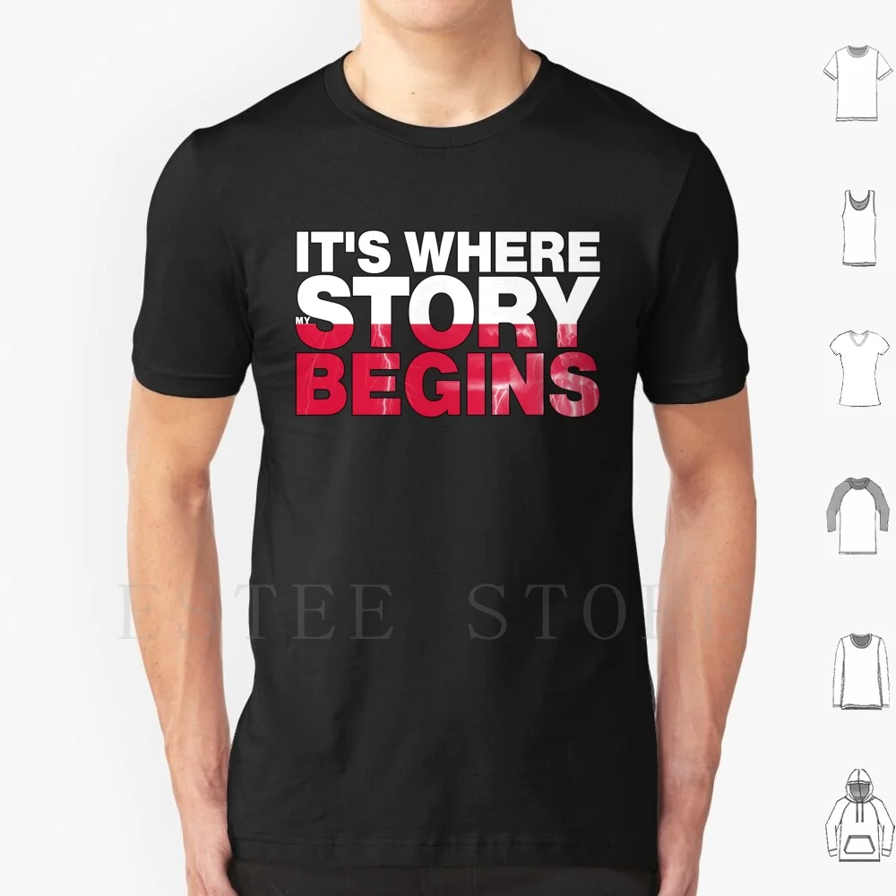 Где начинается моя история и в Польше хлопковая футболка для мужчин печать