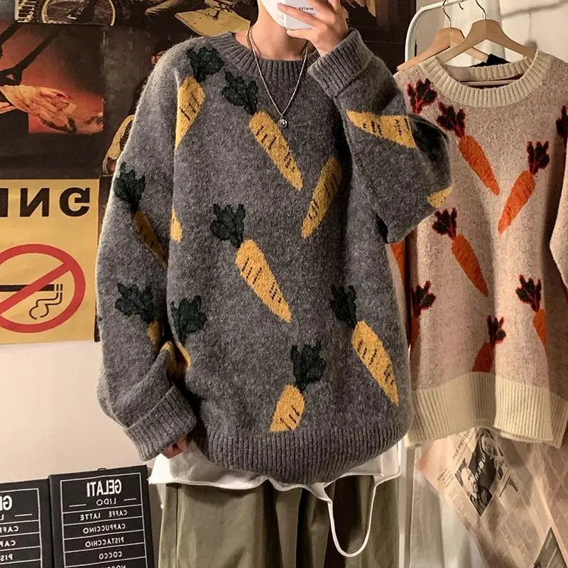 

Autumn and winter Crew Neck Sweater casual loose couple knitwear