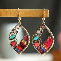 vintage ethnic leaf shape earrings bollywood jewellery for women afghan crystal bead jhumka indian earrings handmade jewelry