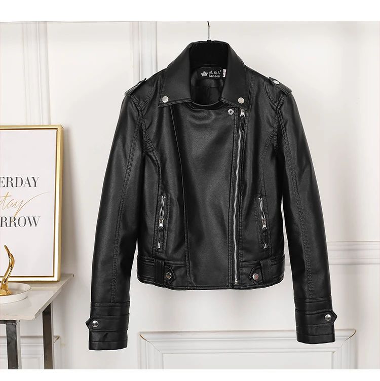 Fashion Slim Women Faux Leather Jacket Casual Biker Motorcycle Jacket Punk Streetwear Spring Autumn Coat Casaco Feminino Jaqueta