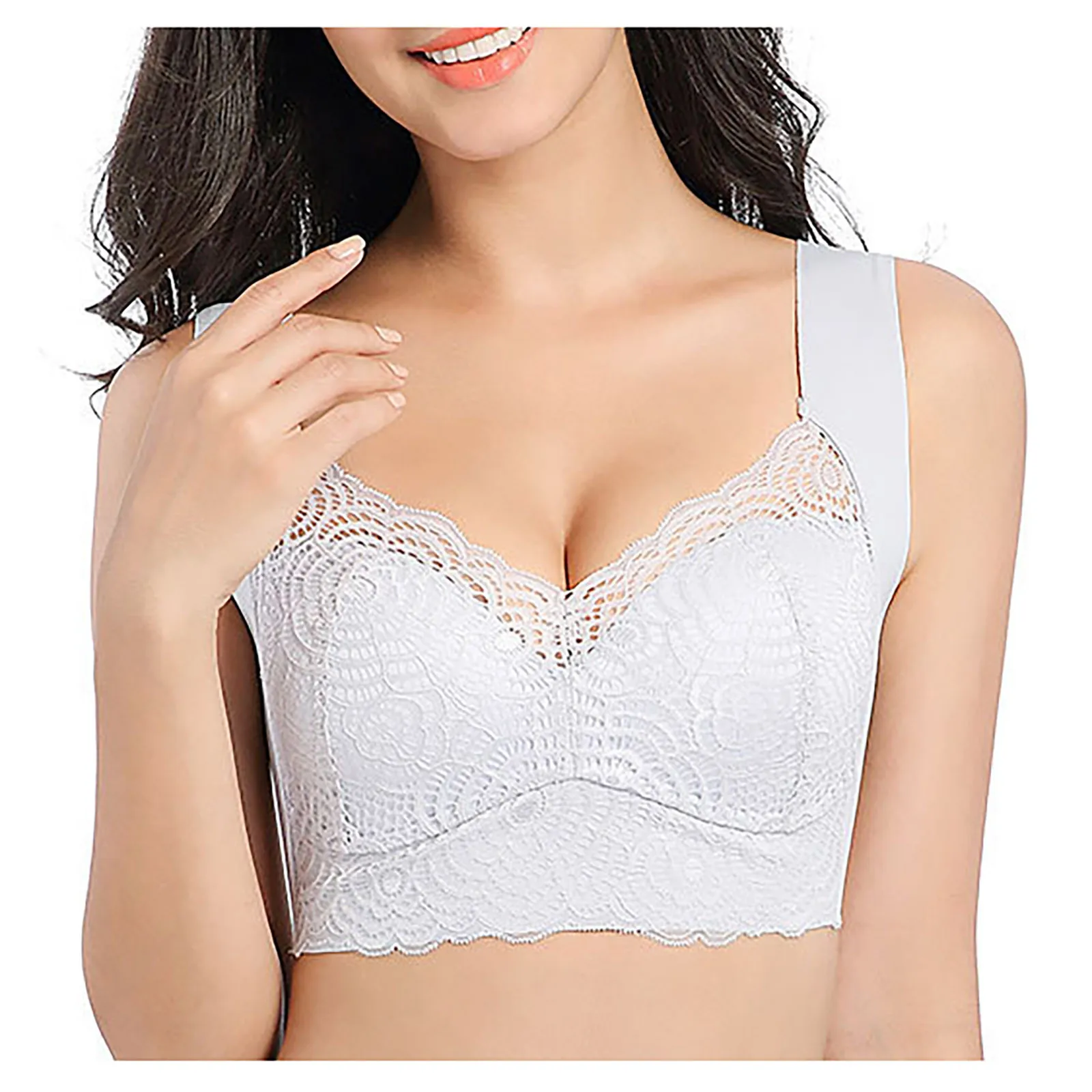 Женский бюстгальтер однотонный сексуальный кружевной ажурный Не оставляющий