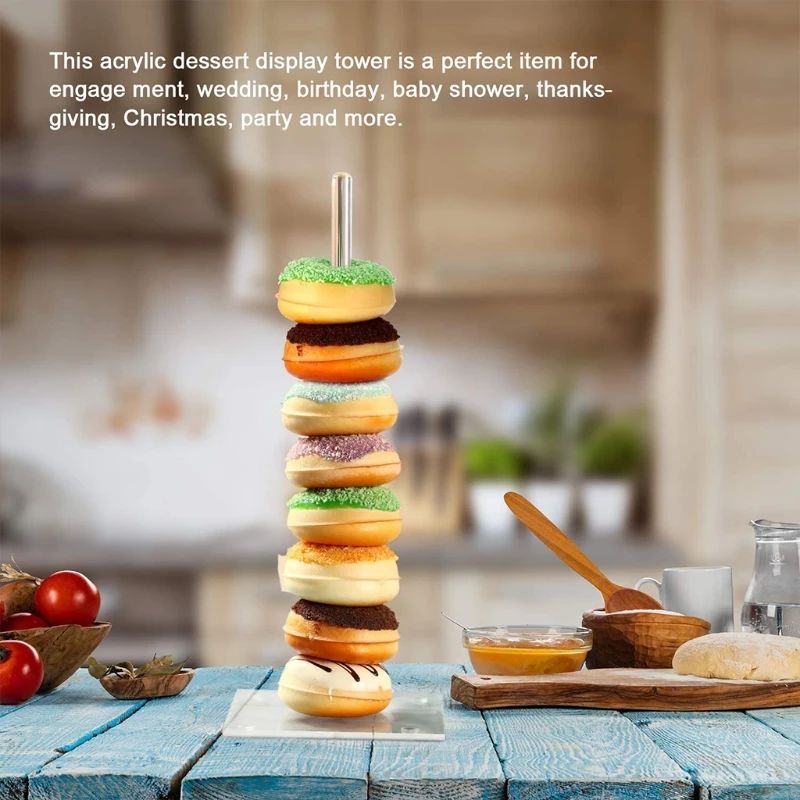 

808B Acrylic Donuts Stands Bagels Stands 6 Pieces Clear Bagels Holder for Wedding Birthday Party Treat Display Corner Decor