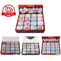 12pieceslot portable mini metal tin box multiple pattern printing mac makeup jewelry pill storage box with lid gift packing box