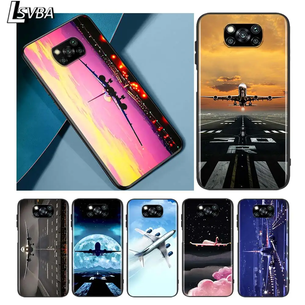 

Airplane flying for Xiaomi Redmi K30 K30S Mi 10T Lite Pro Poco X3 NFC X2 M3 M2 F2 Pro C3 F1 Soft Black Phone Case