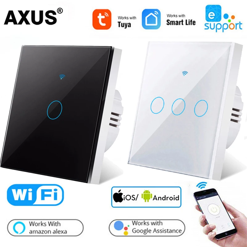AXUS 1/2/3 Gang TUYA WiFi умный сенсорный переключатель 110-250 В приложение Smart Life настенный