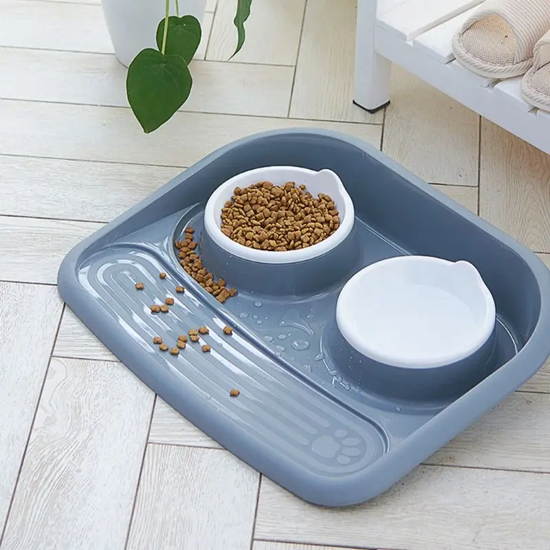 

Double Dog Bowl Splash-proof Pet Food Water Feeder for Puppy Cats Pet Supplies Feeding Accessories