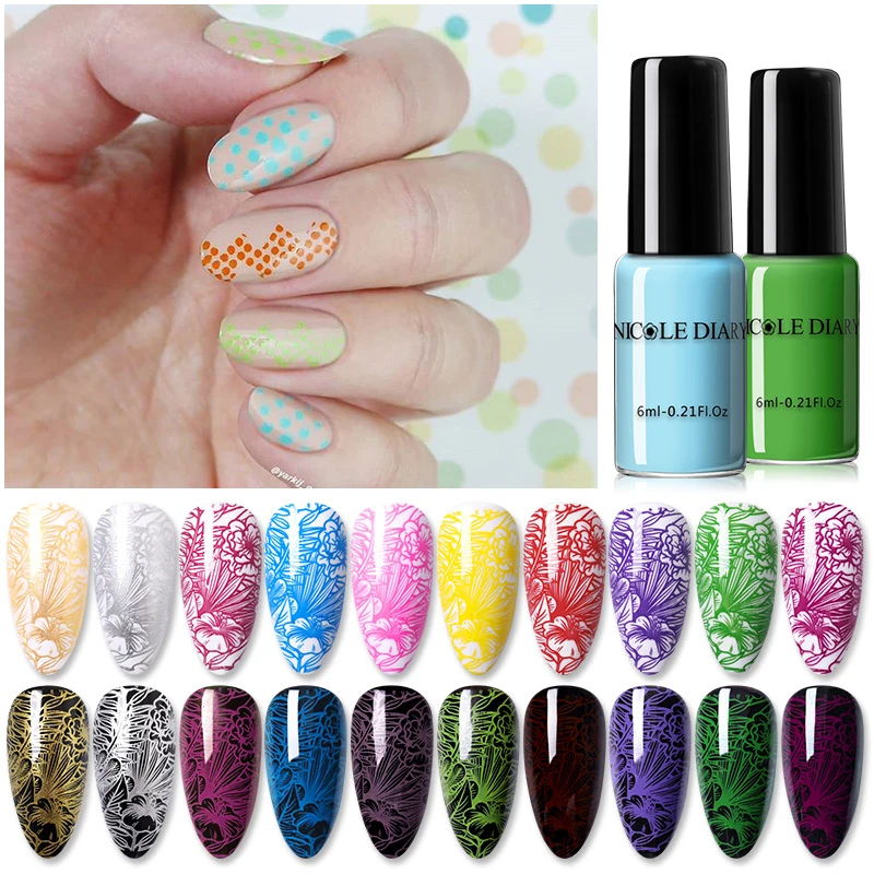 Николь дневник стемпинг ногтей покрытие красочные черный белый цвет нейл арта