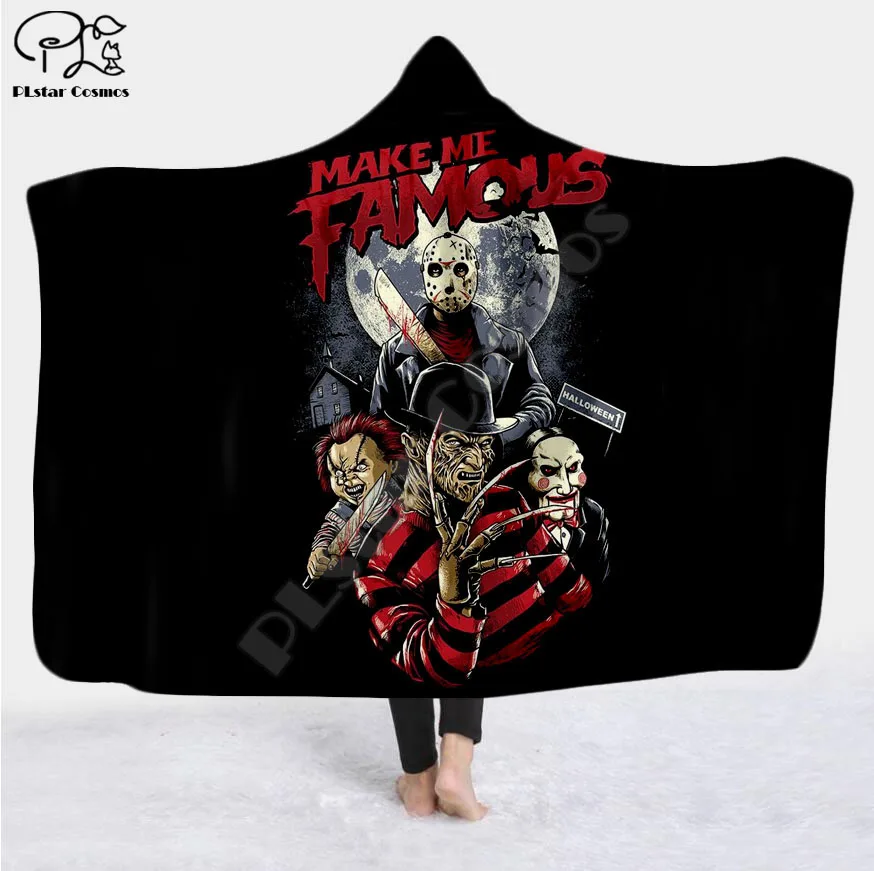 Одеяло с капюшоном для мужчин и женщин одеяло 3D-принтом из фильма ужасов