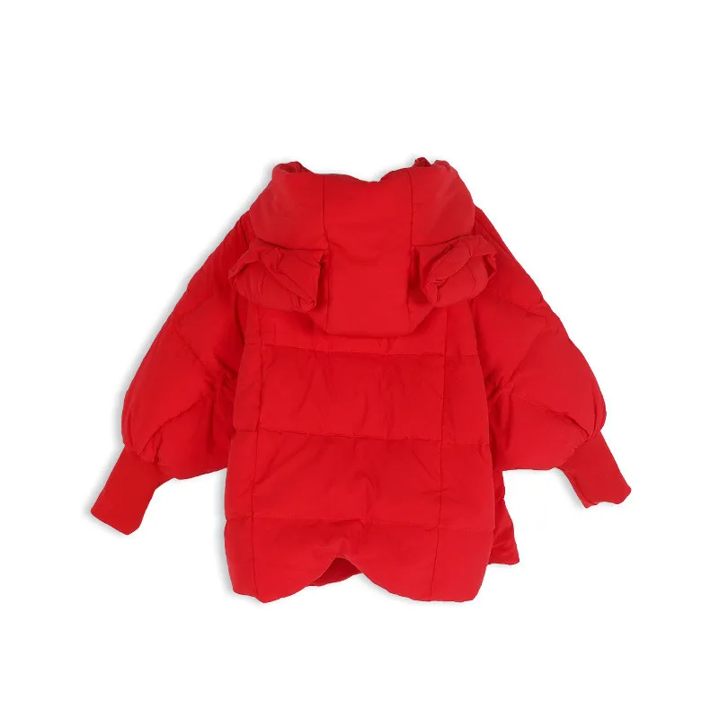 Красный пуховик для девочек с рукавом летучая мышь однотонная куртка | Мать и