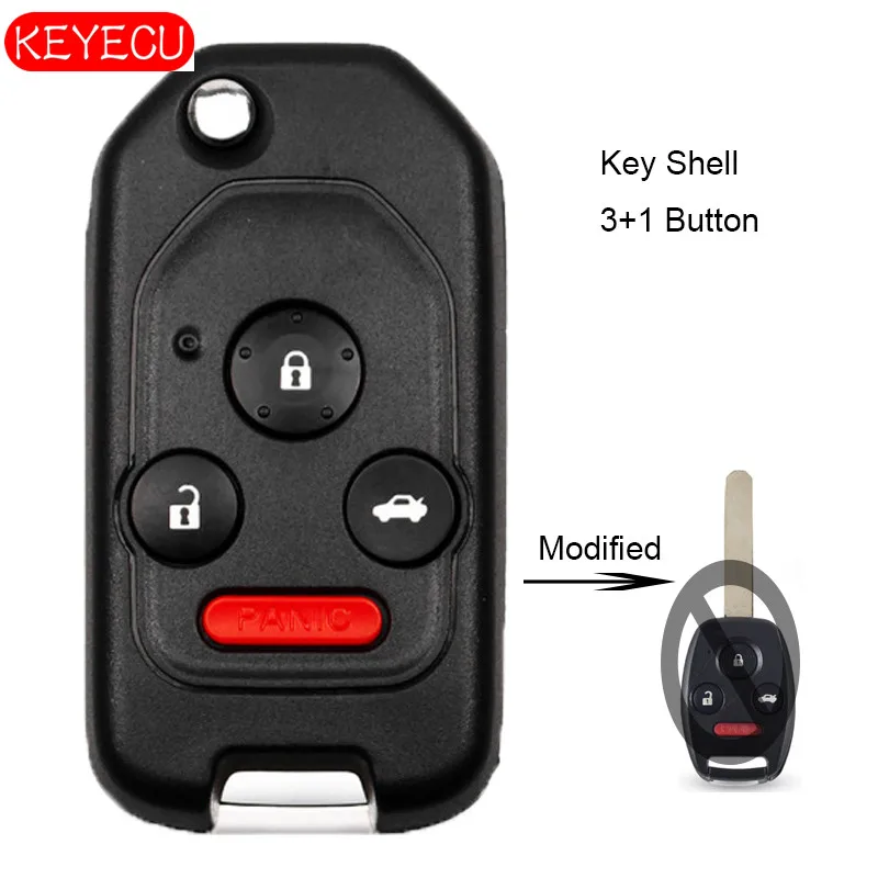 

KEYECU Replacemet Remote Key Shell Case 2+1 Button / 3+1 Button Fob for Honda Accord Civic Pilot + Button Pad