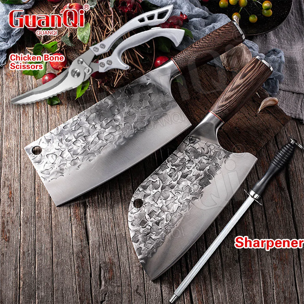 

Stainless Steel Chef Knife Forged Sharp Butcher Knife Kitchen Cleaver Chopping Knife Professional Kitchen Chicken Bone Scissors