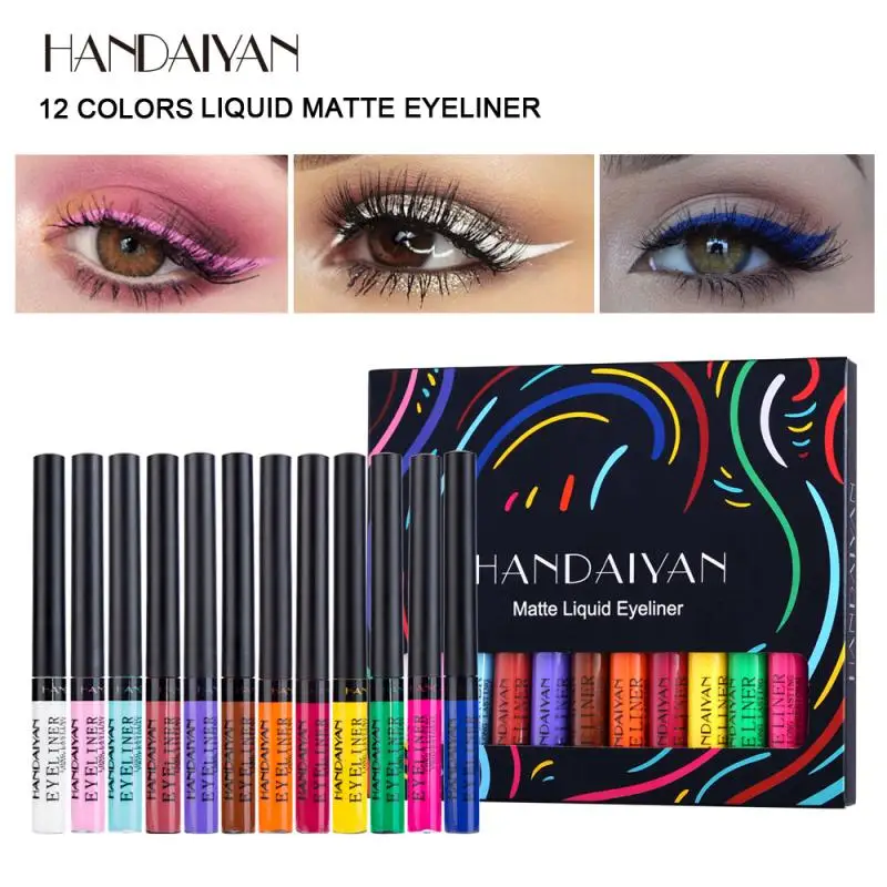 

HANDAIYAN 12 Colors/pack Matte Colorful Eyeliner Kit Waterproof Eye Liner Pen Makeup Long Lasting Cosmetics Liquid Eyeliners Set