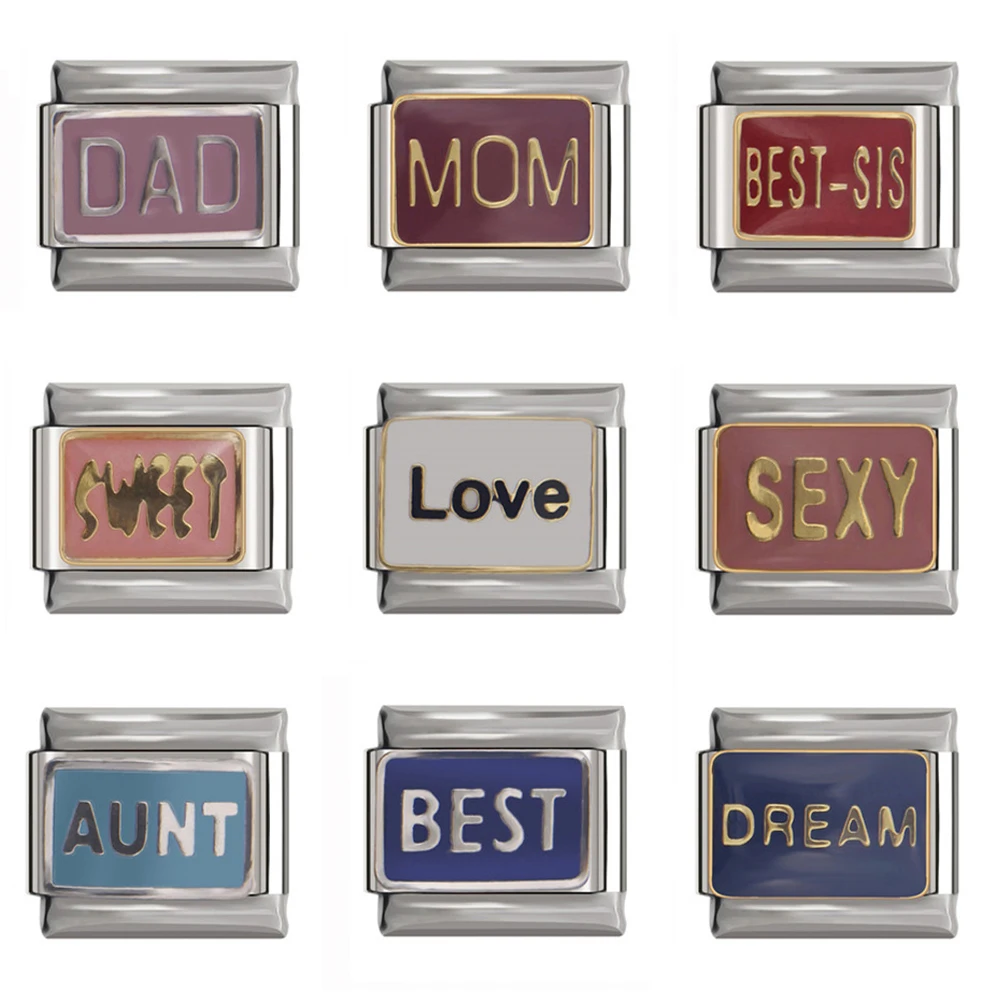 Fyour 9mm Width Sweet Dad Love Best Sexy Mom Dream Aunt Charm Fit Original Daisy Bracelet Stainless Steel Links DJ120 | Украшения и