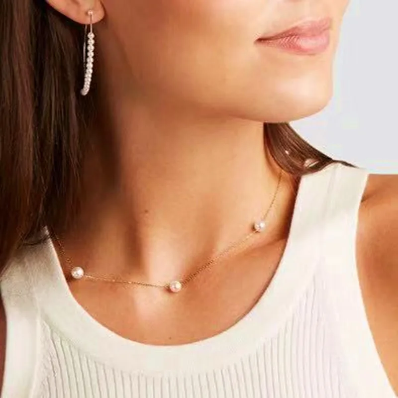 

Ожерелье женское с натуральным жемчугом и гальваническим покрытием