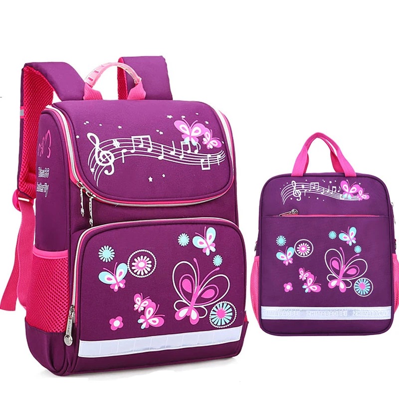 Детский ортопедический рюкзак для мальчиков и девочек, школьный ранец с мультипликационным Рисунком бабочки и машинки