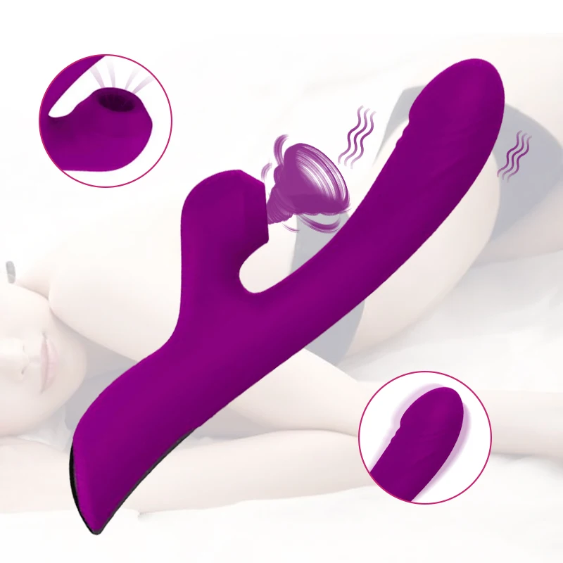 Стимулятор клитора G Spot вибратор фаллоимитатор с подогревом на присосках для