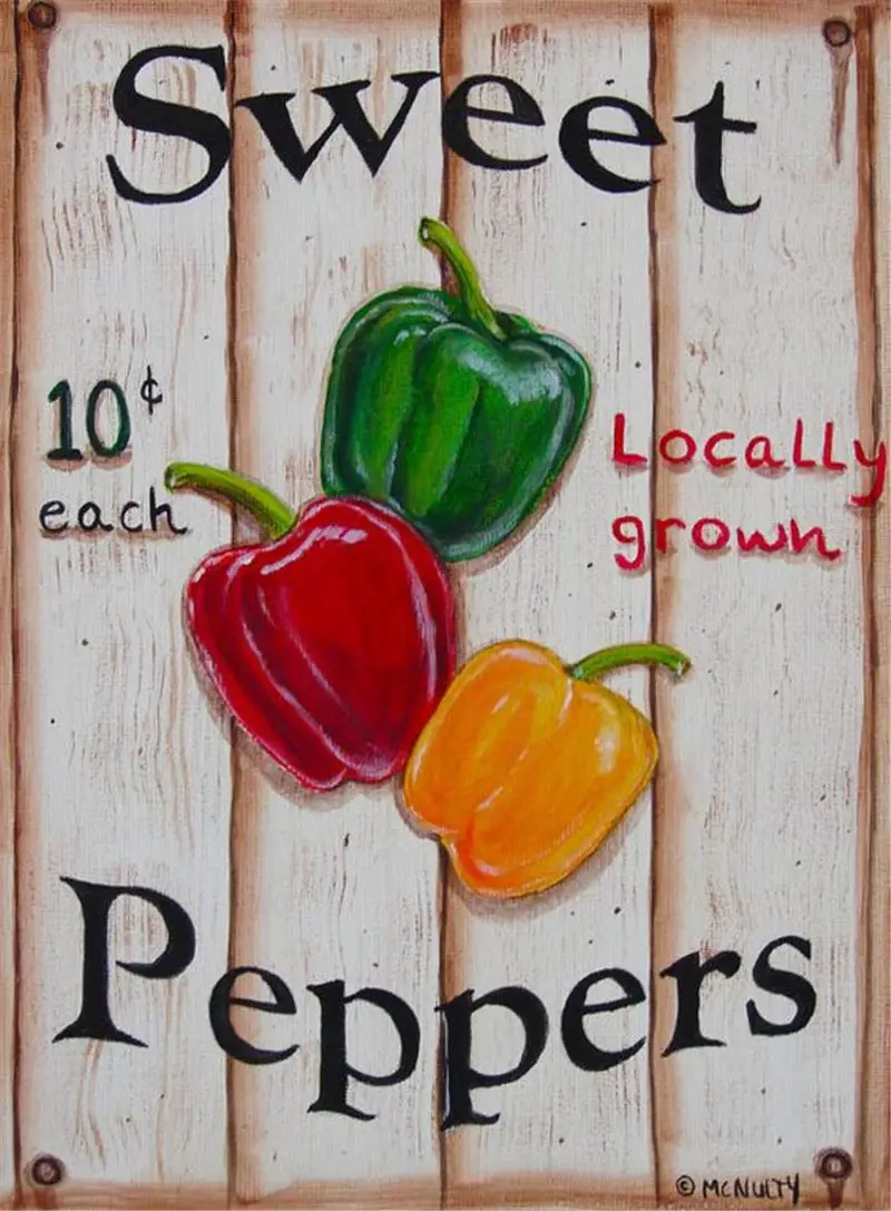 

Винтажный свежий овощ сладкий перец металлическая жестяная вывеска 8x12 дюймов Ретро домашняя кухня открытый сад настенный Декор жестяной м...