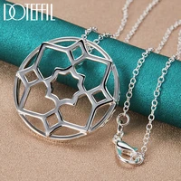 doteffil 925 sterling silver round flower necklace 16 30 inch chain for woman fashion wedding engagement party charm jewelry