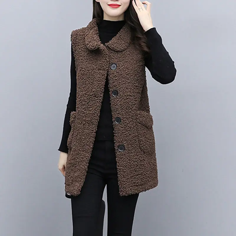 

Cashmere coat women's loose medium length 2021 autumn and winter new style to wear Korean fur one-piece vest
