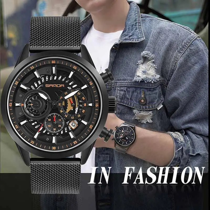 

Часы мужские, водонепроницаемые, с календарем, в Корейском стиле