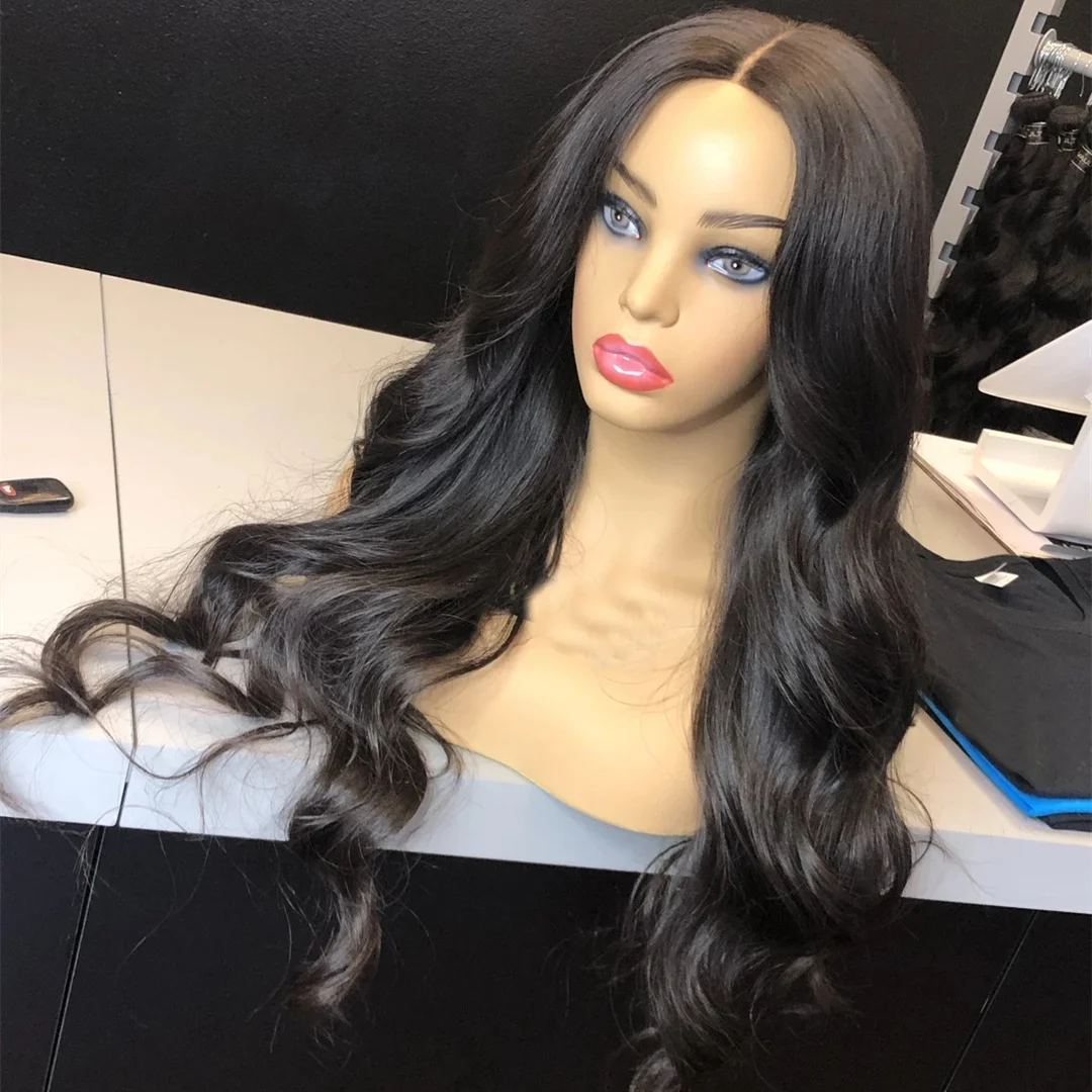 Объемная волна Синтетические волосы на кружеве парик для черных Для женщин 200