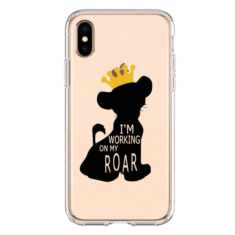 TPU Милый мягкий силиконовый чехол из ТПУ с изображением короля льва Simba для телефона iPhone XS MAX 6 6S 7 8 Plus X XR прозрачный чехол - Цвет: TPU