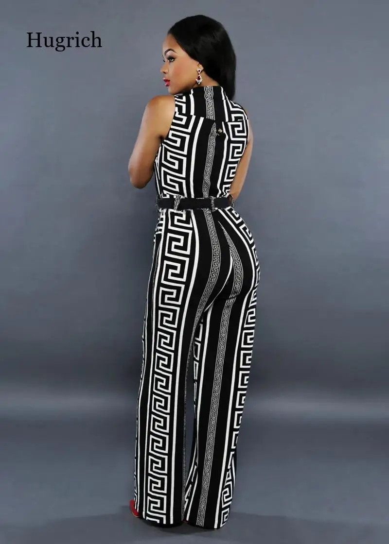 

Комбинезон женский с V-образным вырезом, элегантный длинный Ромпер без рукавов, с геометрическим принтом, комбинезон, XXL, лето 2021