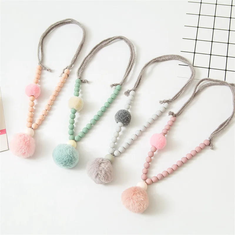 Корейский милый плюшевый шарик ручной работы акриловые шарики Детские Ожерелье
