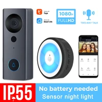 1080p tuya wireless wifi hd visual smart night light doorbell camera low power voice intercom alarm work with google home alexa